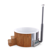 Ladda upp bild till gallerivisning, Badtunna Boviken Premium (Akryl) Ø180/ Ø200 cm Integrerad horisontell vedeldad kamin
