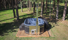 Ladda upp bild till gallerivisning, Badtunna Åre Premium (Akryl) 180 cm x 180 cm Integrerad vedeldad kamin