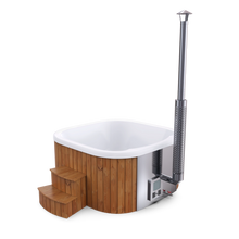 Ladda upp bild till gallerivisning, Badtunna Åre Premium (Akryl) 180 cm x 180 cm Integrerad vedeldad kamin